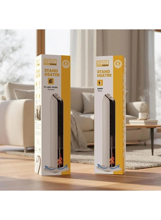 دينكس مدفأة عمودية DENX DX 2634 بلهب ثلاثي الأبعاد و2000 واط و 3 مستويات حرارة DX2634 - Image 4