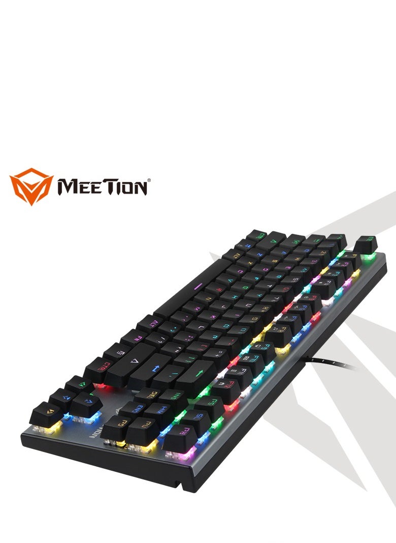 Meetion - Meetion MK04 TKL RGB Backlit Multimedia Blue Switch Mechanical Gaming Keyboard Full key anti-ghosting ,Lucency injection keycap wear proof and high light transmittance RGB chrome backlit customizable - Image 1