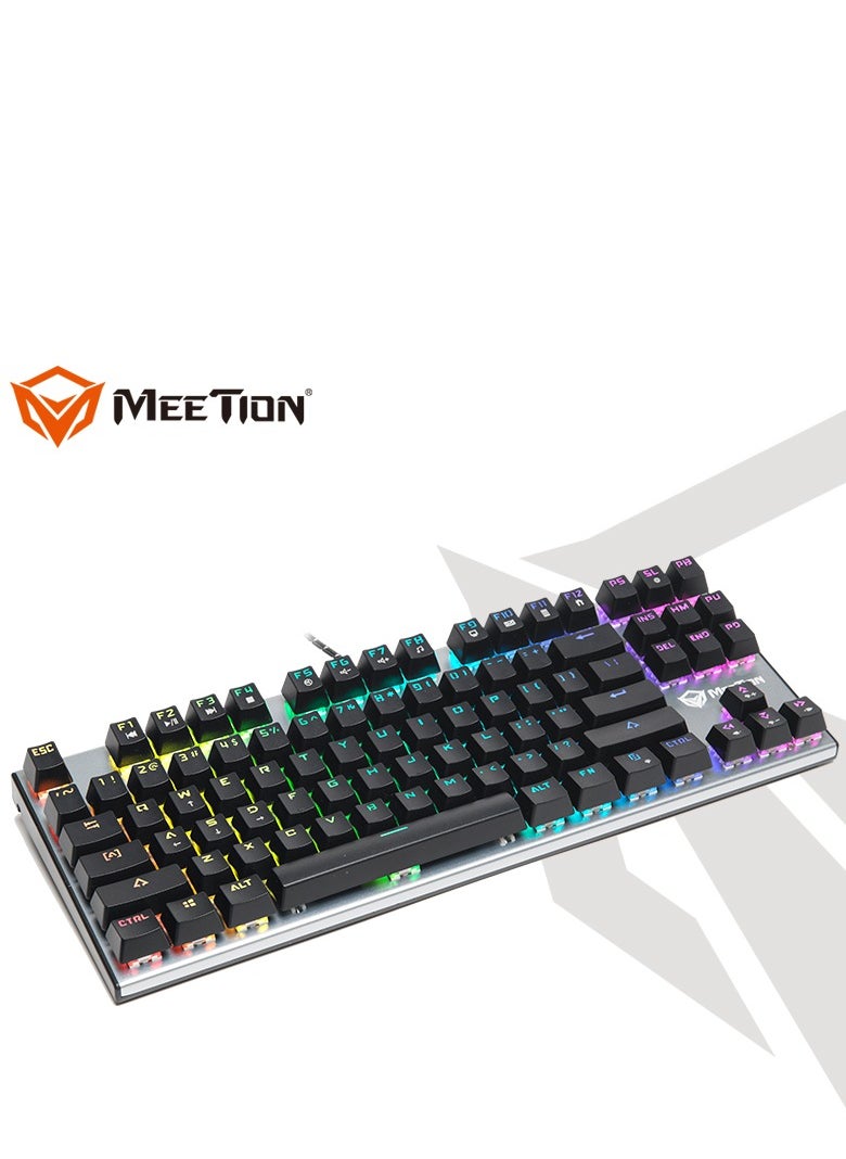 Meetion - Meetion MK04 TKL RGB Backlit Multimedia Blue Switch Mechanical Gaming Keyboard Full key anti-ghosting ,Lucency injection keycap wear proof and high light transmittance RGB chrome backlit customizable - Image 1