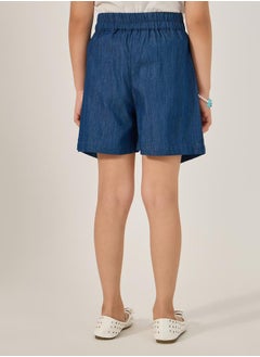 Styli Solid Bow Detail Denim Skort  - Image 4
