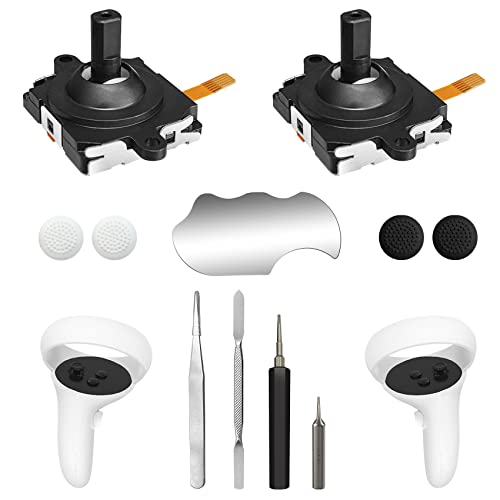 OLCLSS Joystick Replacement Kit for Oculus Quest 2/3 Controller, OLCLSS Repair Accessories for Meta Quest 2/3 Controller, Include 2 Joysticks, T5 Screwdriver, Tweezer, Pry Tool, 4 Thumbstick Grips - Image 1