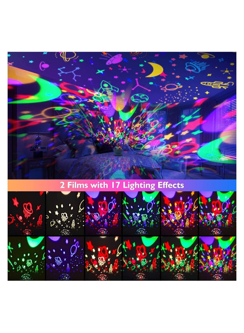 Meiyilan Night Light for Kids,Kids Night Light Space Animal World Star Projector 360° Rotation 4 LED Bulbs 17 Light Color Changing with USB Cable 6H Auto-off Wonderful Gift - Image 3