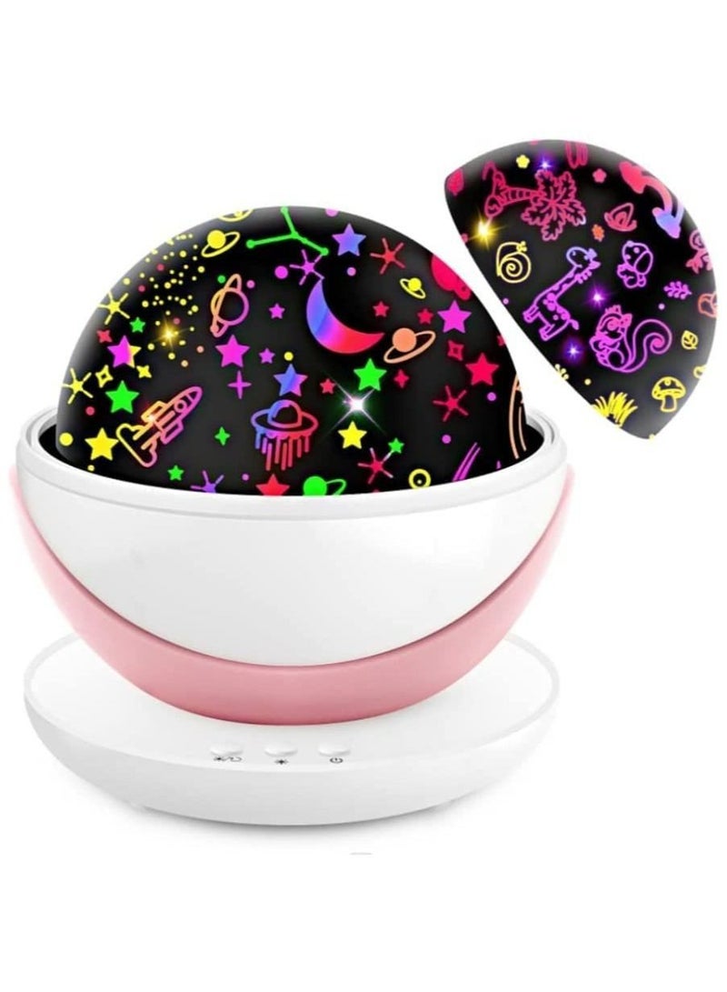 Meiyilan Night Light for Kids,Kids Night Light Space Animal World Star Projector 360° Rotation 4 LED Bulbs 17 Light Color Changing with USB Cable 6H Auto-off Wonderful Gift - Image 1