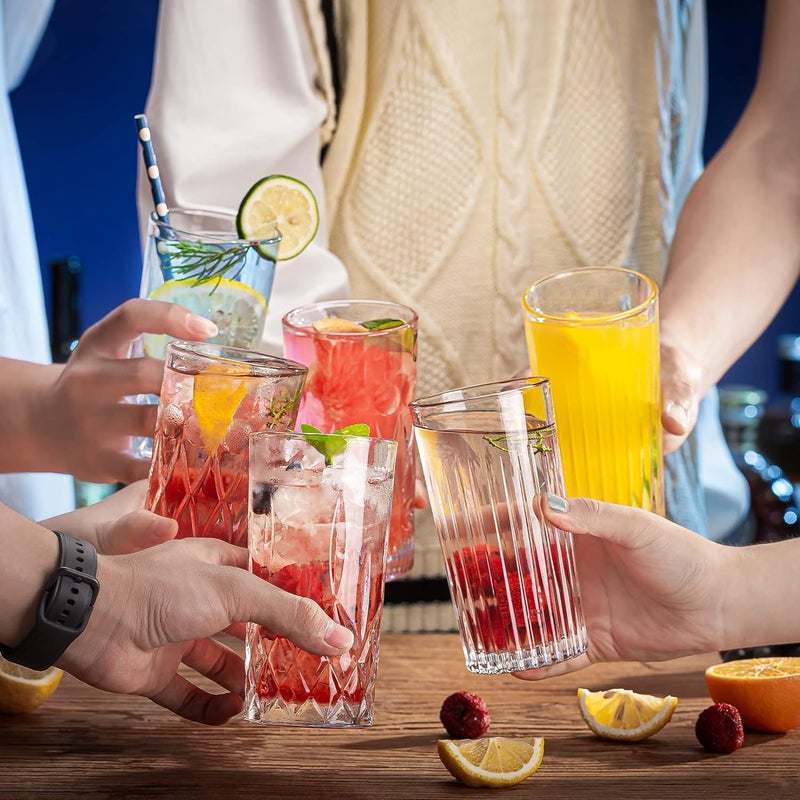 PrimeWorld Set of 6 Pcs Linvona Glass 300 ml Mojito, Shakes, Smoothies, Cold Drinks Drinkware Cups, Cocktails, Water, Juice, Beer, Wine Glasses - Image 5