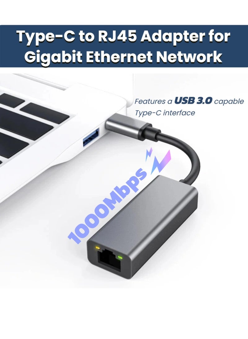  أورا سيليكت محول USB 3.0 إلى إيثرنت 1000 ميجابت في الثانية شبكة سلكية جيجابت RJ45 لأجهزة Macbook و Huawei Matebook و Tablet Phone، محول USB-C إلى LAN، إنترنت سلكي مستقر للألعاب والمكاتب، غلاف ألومنيوم مطلي بالذهب - Image 1