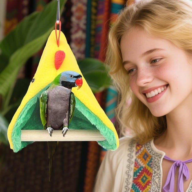 سرير الببغاء الخشبي المعلق مأوى دافئ للراحة في الشتاء للكوكاتيل والطيور المغردة - Image 3