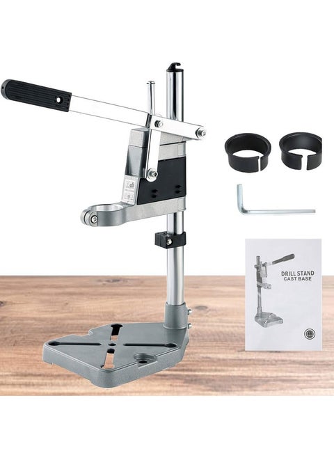 GALAXE Drill Press Stand Bench Clamp Tool for Hand Drill Workstation Adjustable Benchtop Single Hole Table Repair Tool with Aluminum Base Compatible Portable Rotating Fixed Frame Design