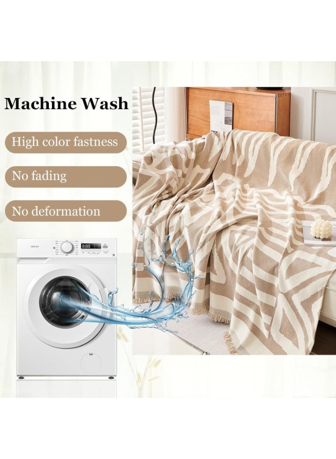 Beauenty Chenille Sofa Covers, Washable Geometric Jacquard Bohemian Couch Cover, Couch Furniture Protector, Non Slip Sectional Sofa Slipcover (Khaki, 180 * 340cm) - Image 2