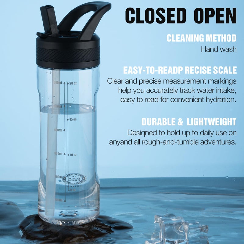 OLDLEY 20 kids Water Bottle with Straw,Tritan BPA-Free,Leak-Proof Design for Travel,Home, School, (Clear) - Image 5