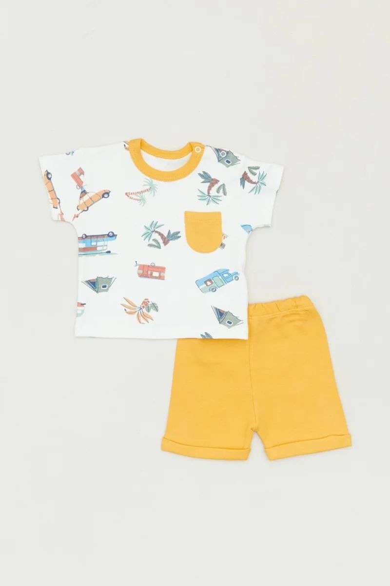 FullaModa Printed Pocketed Boy Shorts Set