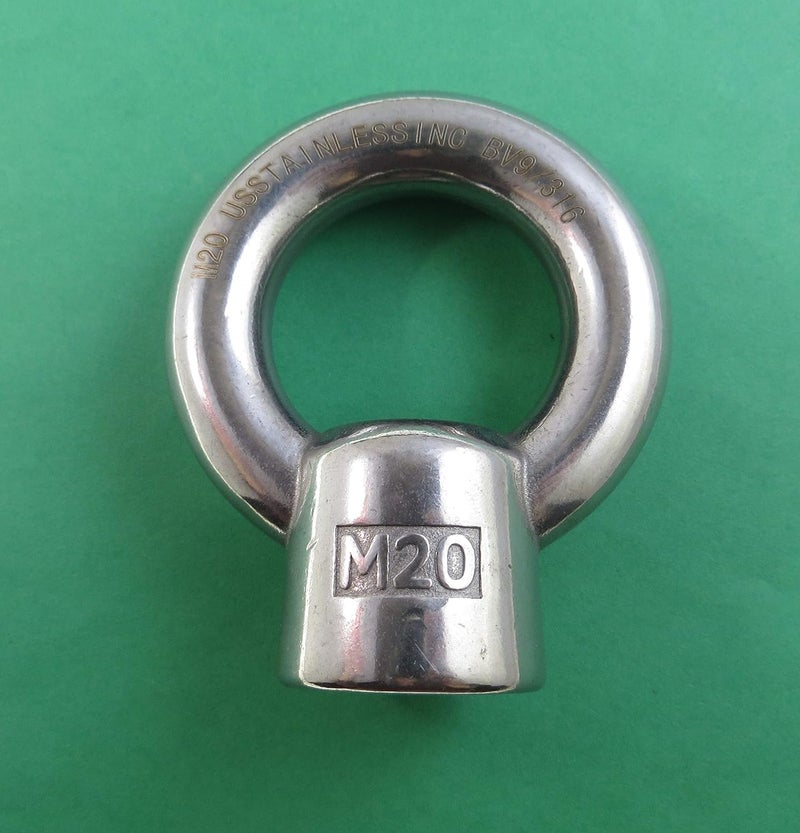 US Stainless Stainless Steel 316 M20 Lifting Eye Nut 20mm Marine Grade Pitch of 2.5 - Image 1