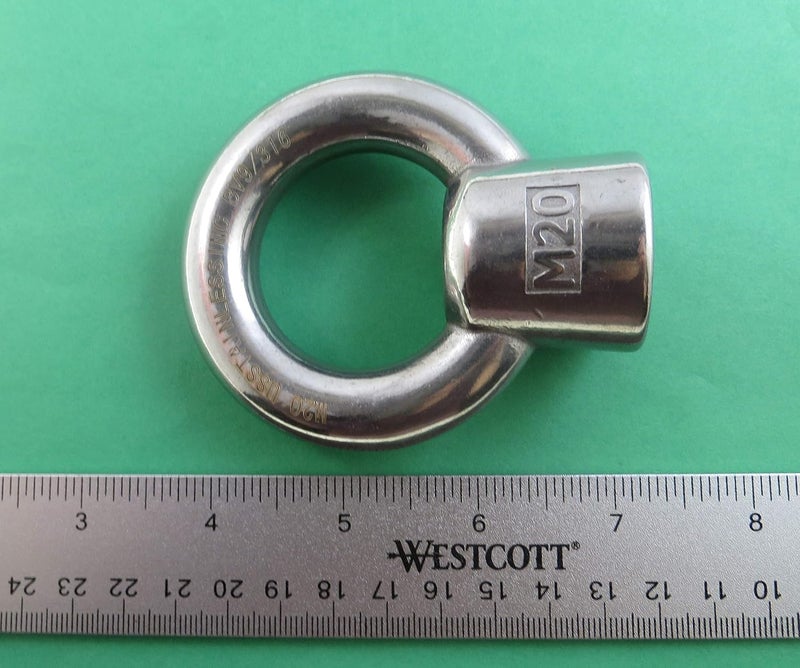 US Stainless Stainless Steel 316 M20 Lifting Eye Nut 20mm Marine Grade Pitch of 2.5 - Image 2
