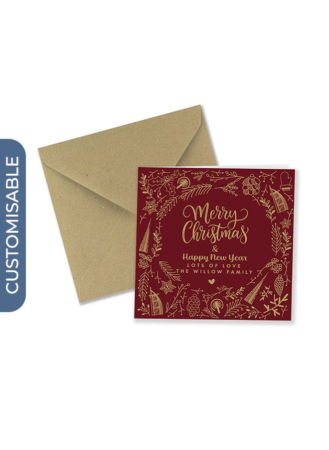 Share the Love Personalised Merry Christmas Greeting Card - Elegant Design with Custom Message Option  - Image 1