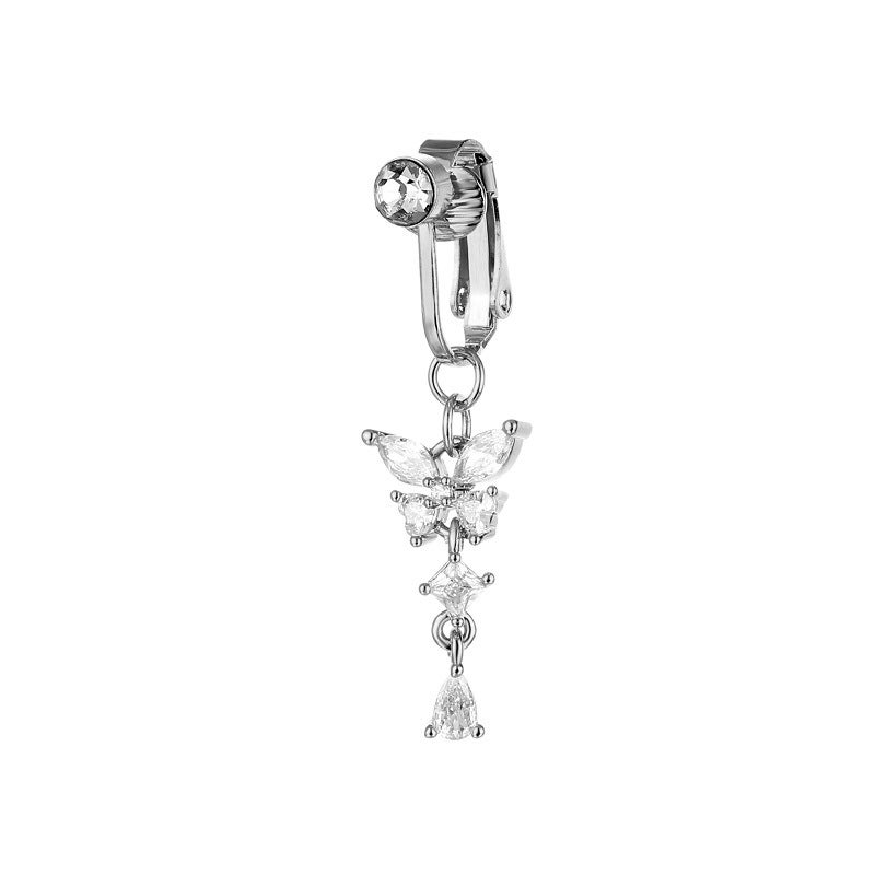 Loquat New Punch-Free Large Zircon erfly Navel Nail Fake Navel Ring Tk Fire Non-Perforated Navel Dance - Image 5