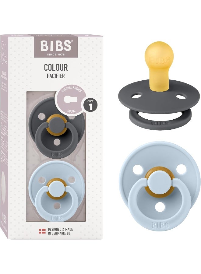 Bibs Pacifier Size 1 - Baby 0-6M (2pcs) - Iron and Baby Blue - Image 1