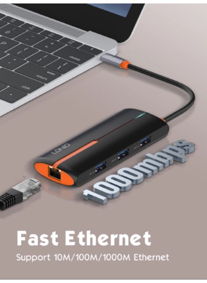 Ldino DS-26U 6-in-1 USB-C Hub with 100W PD Charging and Gigabit Ethernet - Image 5