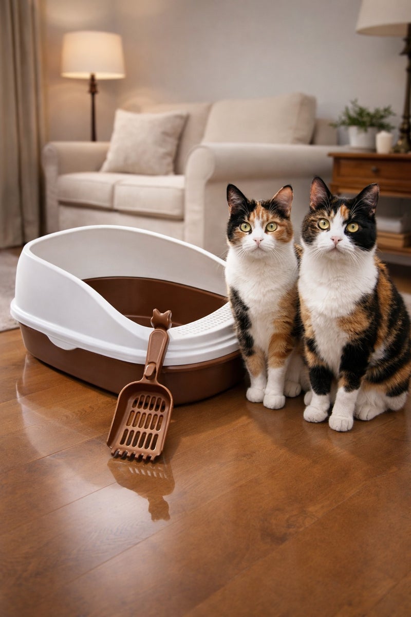 vsell24 Cat Litter Box with Scoop – Deep, Easy-Clean Tray– 56×39×26cm - Image 2