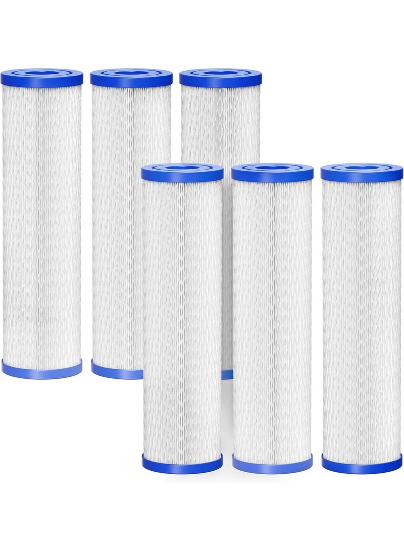 MQUPIN Cold Plunge Filter Replacement Cartridges 10x2.5 Inch 30 Micron 6-Pack - PET Mesh, PU End Caps & PP Frame, Compatible with Ice Bath Machines/Home 10" Water Filtration Systems