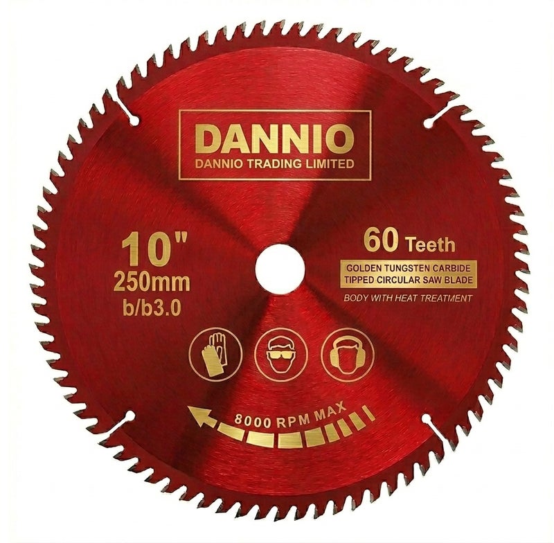 Dannio 250mm B/b3.0 Tct Carbide Tipped Circular Saw Blade for Wood Cutting - Image 1