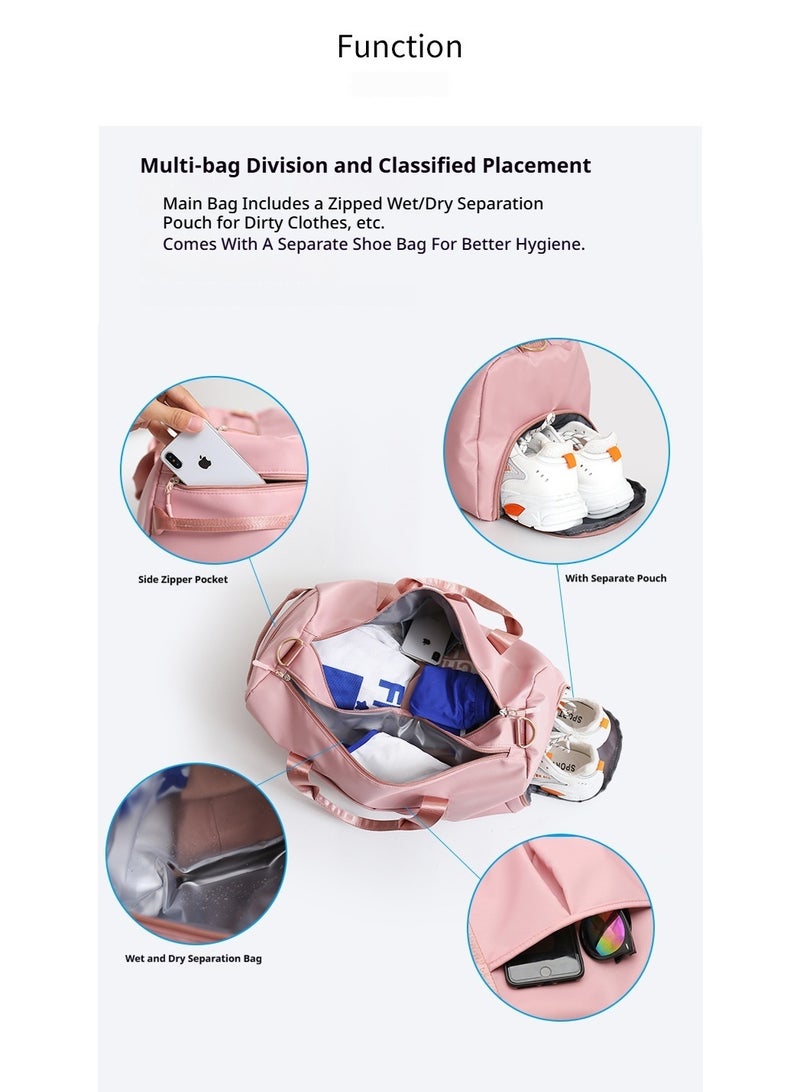 والنساء، حقيبة سفر مقاومة للماء مع جيب للأحذية وجيب لعربة السفر، حقيبة رياضية خفيفة الوزن محمولة للتدريب والسباحة واليوغا - Image 3