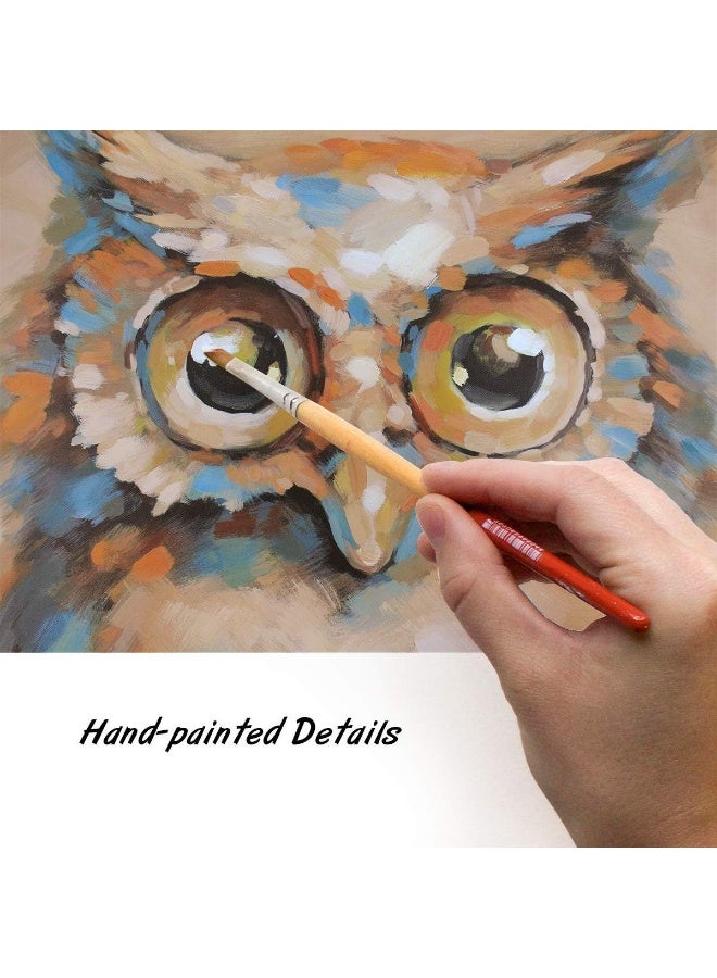 Pigort Quirky Owl Painting Print on Wrapped Canvas Wall Art Animal Picture Artwork Hand Painted Detail Wall Decor for Living Room (24 x 36 Inch) - Image 4