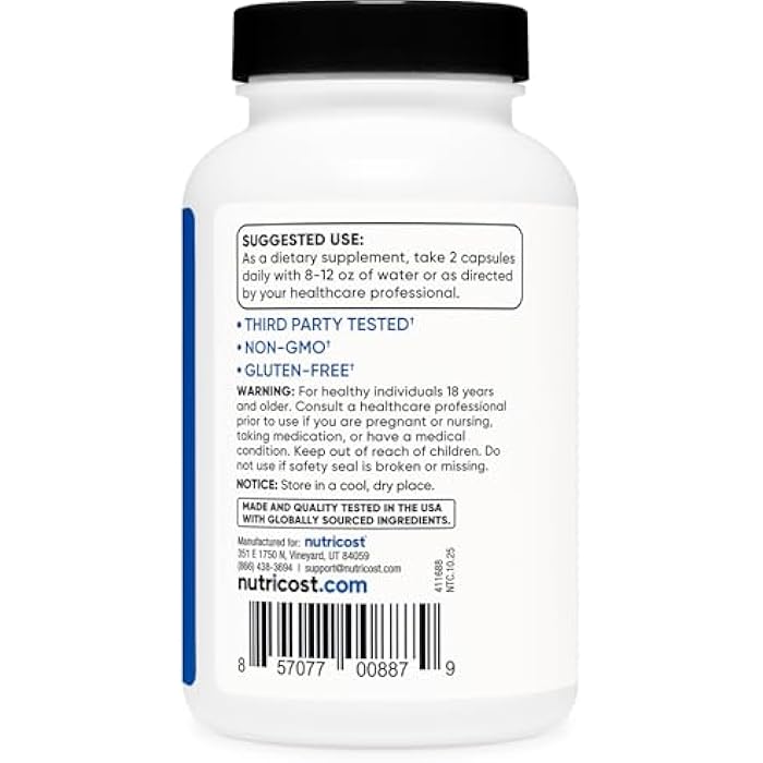 Nutricost HMB (Beta-Hydroxy Beta-Methylbutyrate) 1000mg (120 Capsules) - 500mg Per Capsule, 60 Servings - Gluten Free and Non-GMO - Image 4