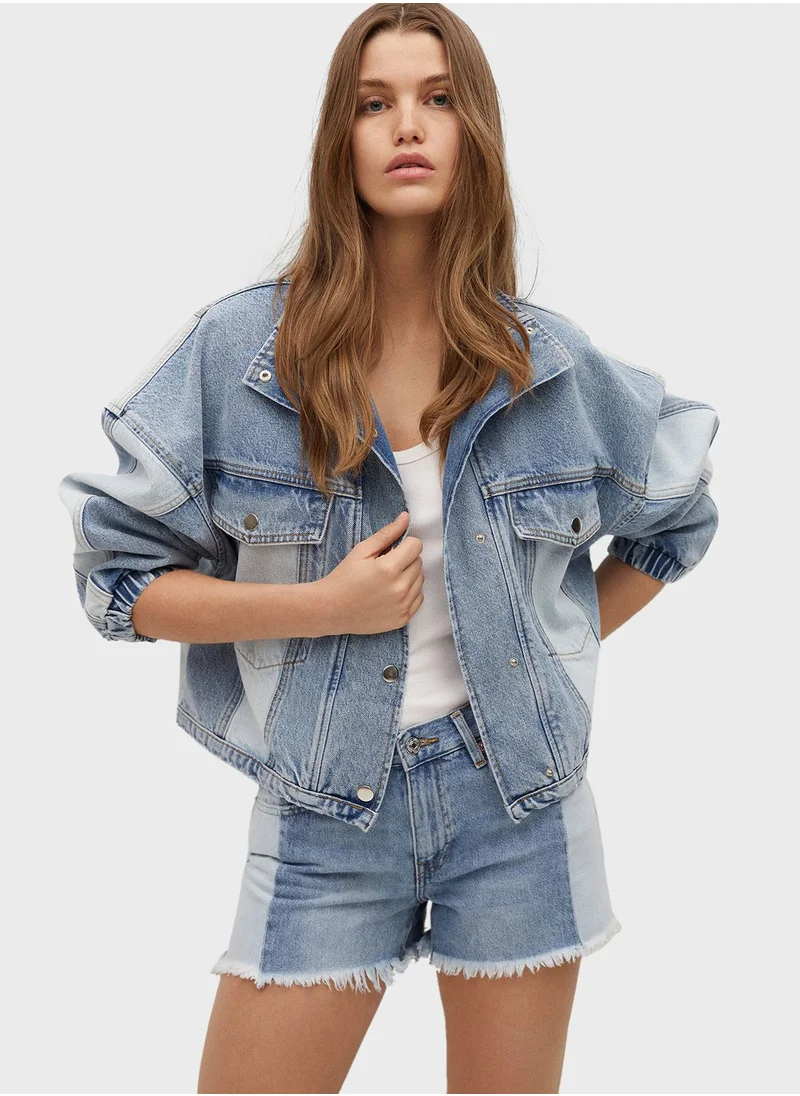 MANGO Denim High Waist Mini Shorts
