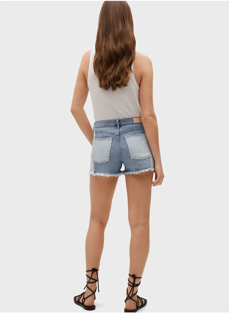 MANGO Denim High Waist Mini Shorts