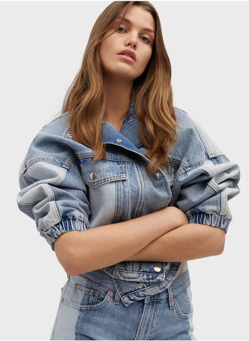MANGO Denim High Waist Mini Shorts