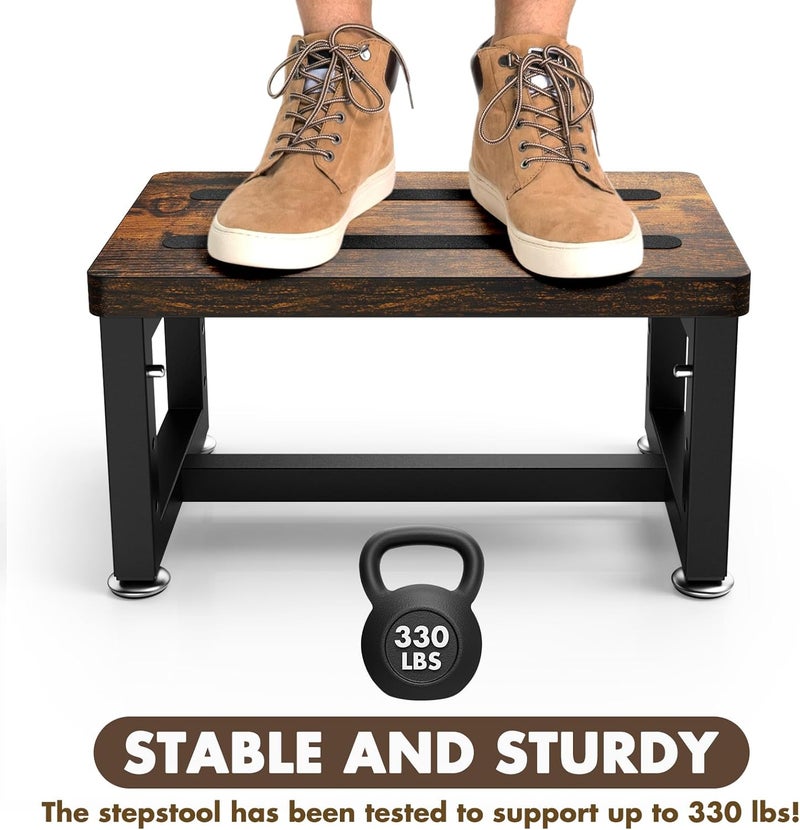 NomNest Step Stool, Height-Adjustable Wooden Step Ladder Metal Foot Stool Small Kitchen Stool Helper for Toddler Adults, Ladder Chair for Home Bedside Bathroom Sink Potty - Image 4