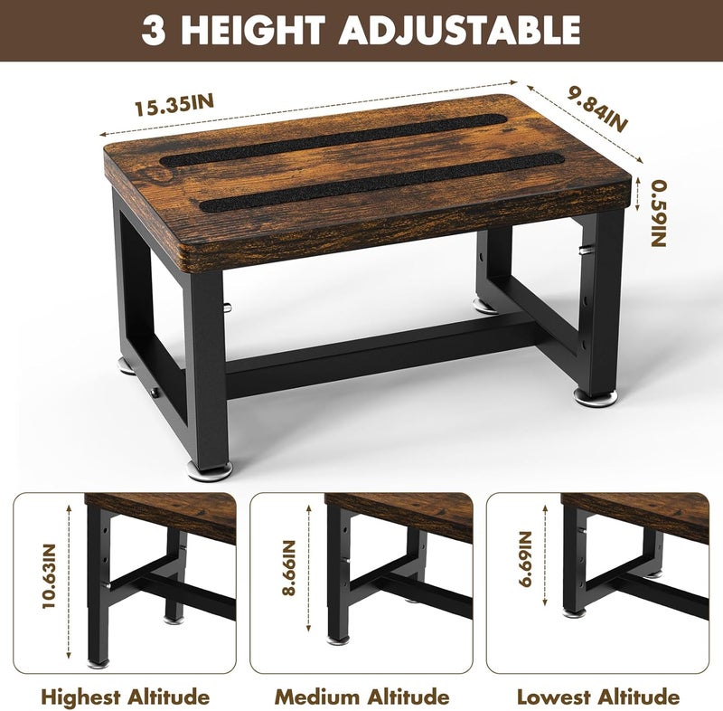 NomNest Step Stool, Height-Adjustable Wooden Step Ladder Metal Foot Stool Small Kitchen Stool Helper for Toddler Adults, Ladder Chair for Home Bedside Bathroom Sink Potty - Image 2