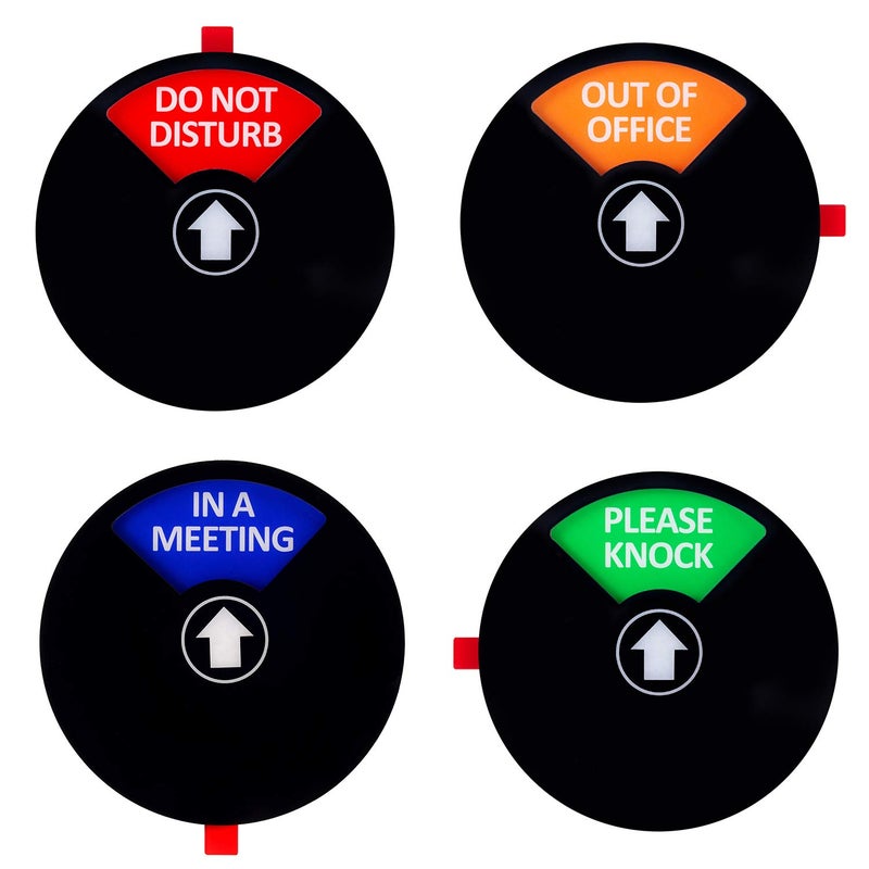 Kichwit Privacy Sign for Office Door, Do Not Disturb, Out of Office, Please Knock, In a Meeting, Conference Sign for Offices, 5 Inch, Black - Image 1
