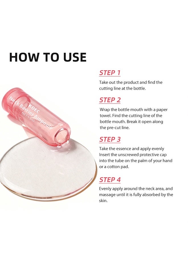 KOEC Niacinamide Peptide Neck Barrier Ampoule Serum, Brightening Anti-Wrinkle Double Function Neck Skin Care Ampoules, Strengthen Neck Skin Barrier 10 Vials 1.5ml Each - Image 4