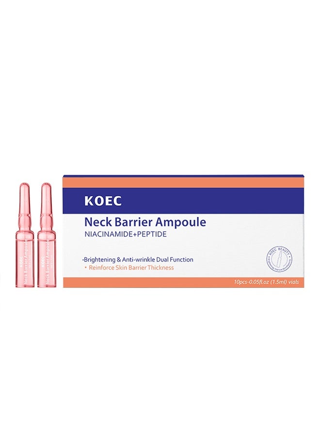 KOEC Niacinamide Peptide Neck Barrier Ampoule Serum, Brightening Anti-Wrinkle Double Function Neck Skin Care Ampoules, Strengthen Neck Skin Barrier 10 Vials 1.5ml Each - Image 5