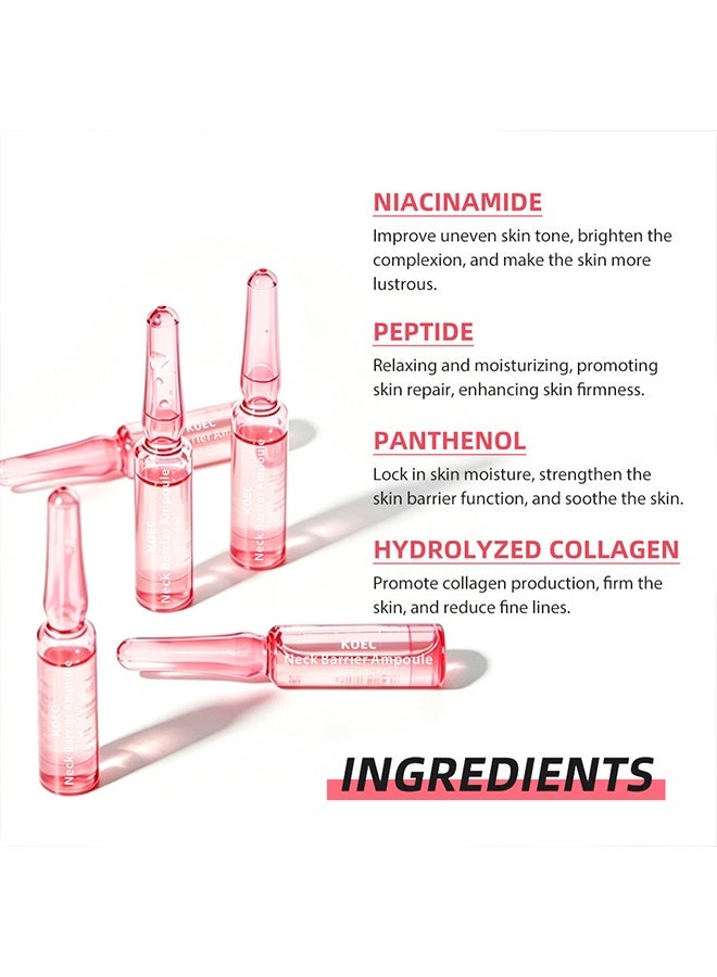 KOEC Niacinamide Peptide Neck Barrier Ampoule Serum, Brightening Anti-Wrinkle Double Function Neck Skin Care Ampoules, Strengthen Neck Skin Barrier 10 Vials 1.5ml Each - Image 3