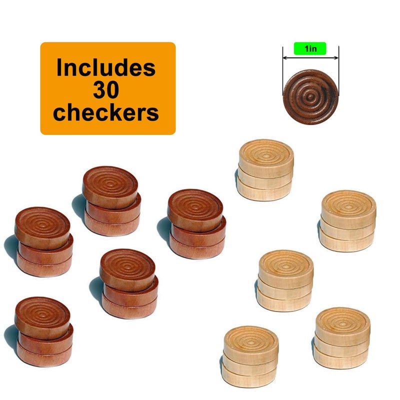 Hellpnoom 30 Pieces of Checkers just one Game- Wooden Chess Pieces only-Checkers Pieces - Image 2
