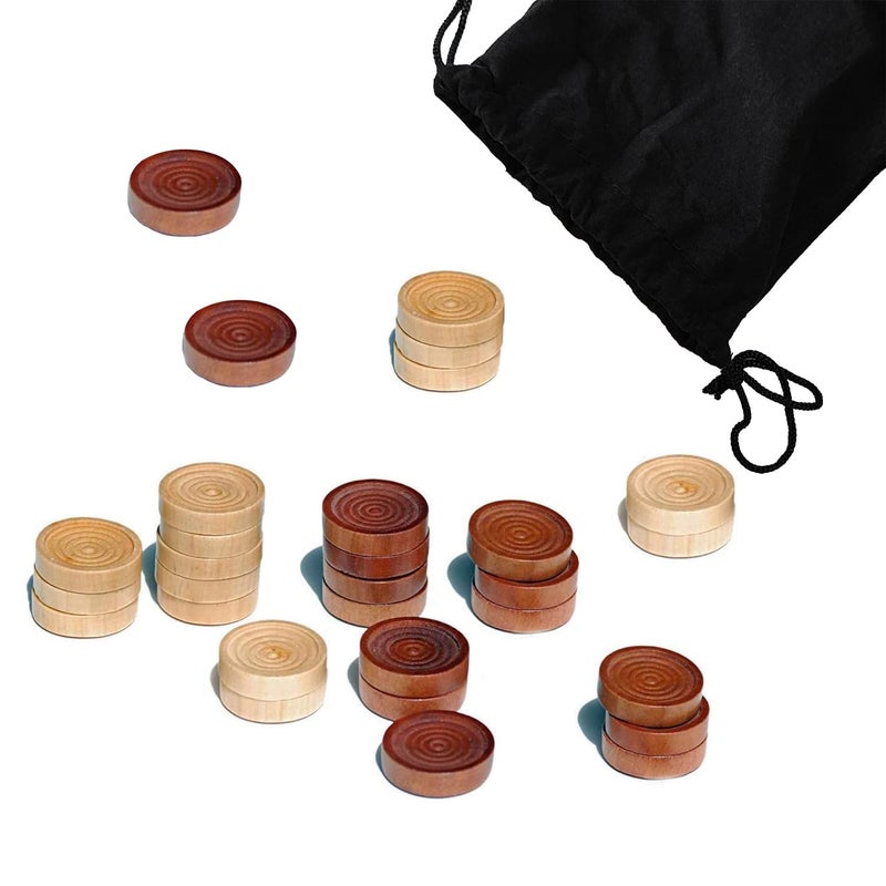 Hellpnoom 30 Pieces of Checkers just one Game- Wooden Chess Pieces only-Checkers Pieces - Image 1