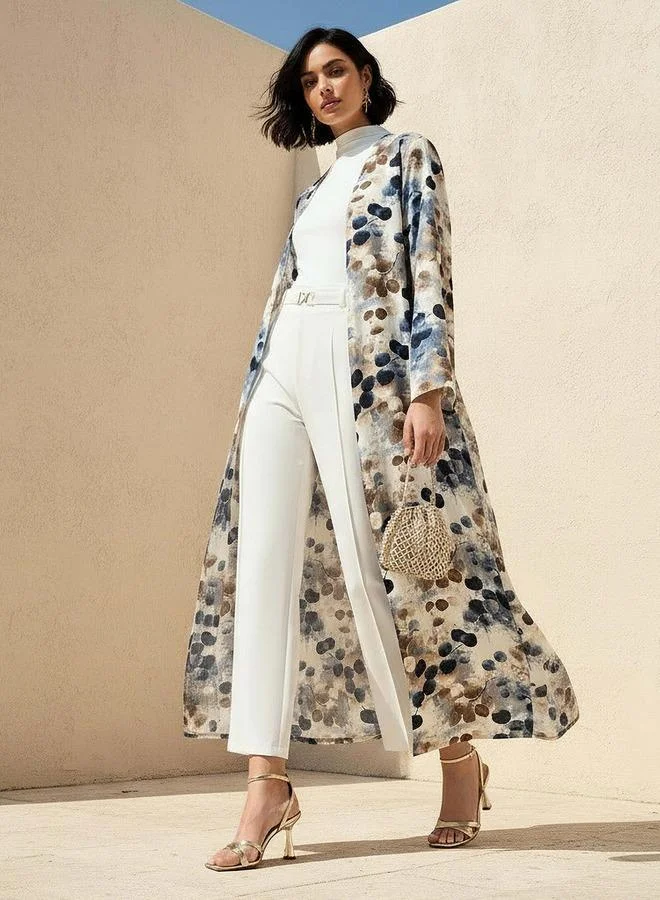 سبلاش فيڤ Regular Fit Kimono Abaya Shrug with Print