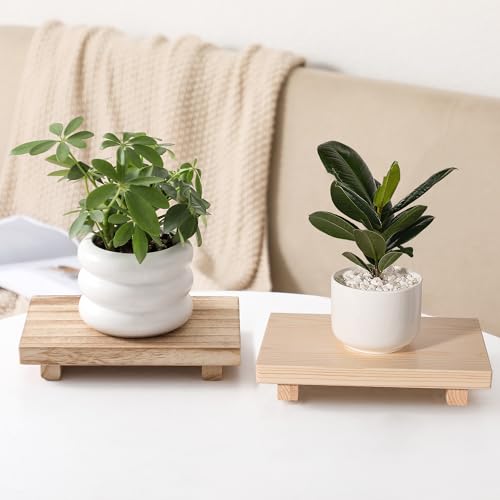 zoocatia Bathroom Counter Organizer Wood Pedestal Stand Farmhouse Decorative Tray Soap Holder for Kitchen Decor, 9" x 6" - Burlywood - Image 4