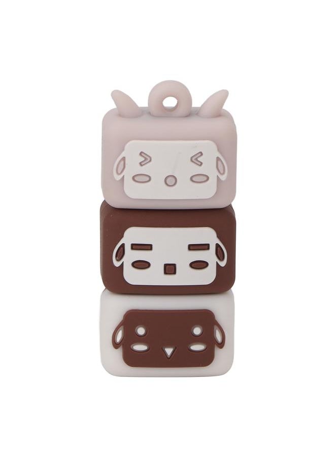 Thoraya Creative promotion activity gift USB flash drive stall trendy play pvc toy cartoon mini USB flash drive three little sheep - coffee - V01064G  - Image 1