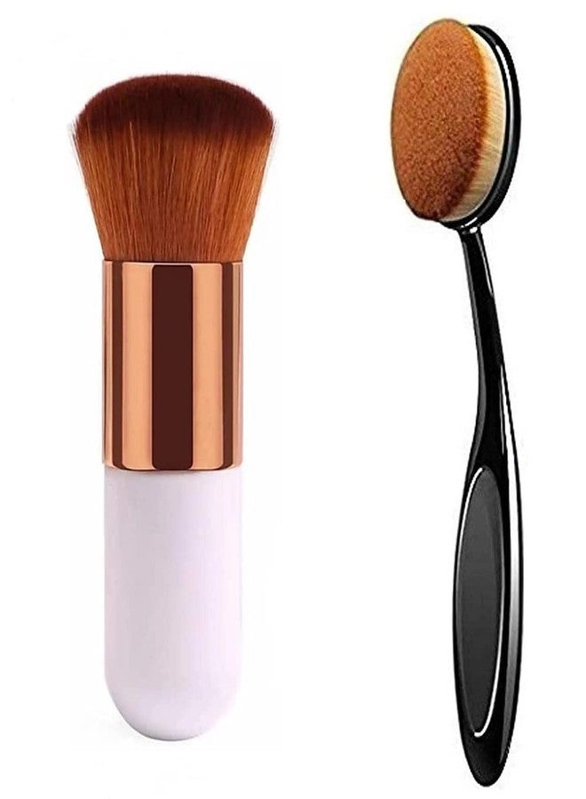 GOLD MAX Oval Makeup Brush With Professional Blush Brush Foundation Cosmetic Brushes Tool Combo Pack - Image 1