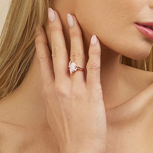 Barzel 18K Rose Gold Plated Created Fire Opal Ring With Cubic Zirconia Accents (Rose Gold Fire Opal, 7) - Image 2
