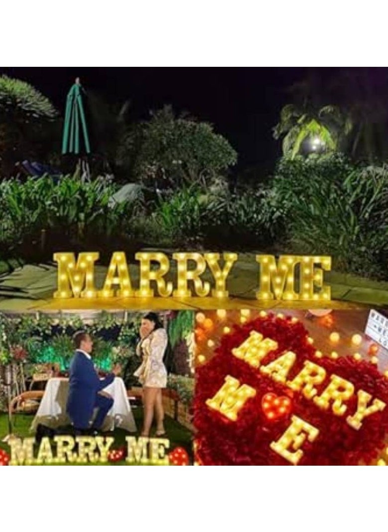 Scrolls MARRY ME Decorative Plastic LED Marquee Letter Light, Battery Operated Letter Light Sign for Wedding Party Home Decoration  - Image 1
