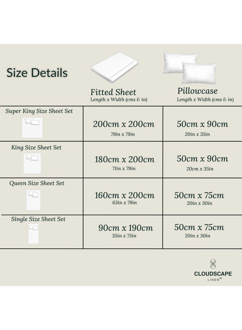 Cloud Scape Linen 600 Thread Count Egyptian Cotton Sheet Set( Single, Dark Denim) - Image 5