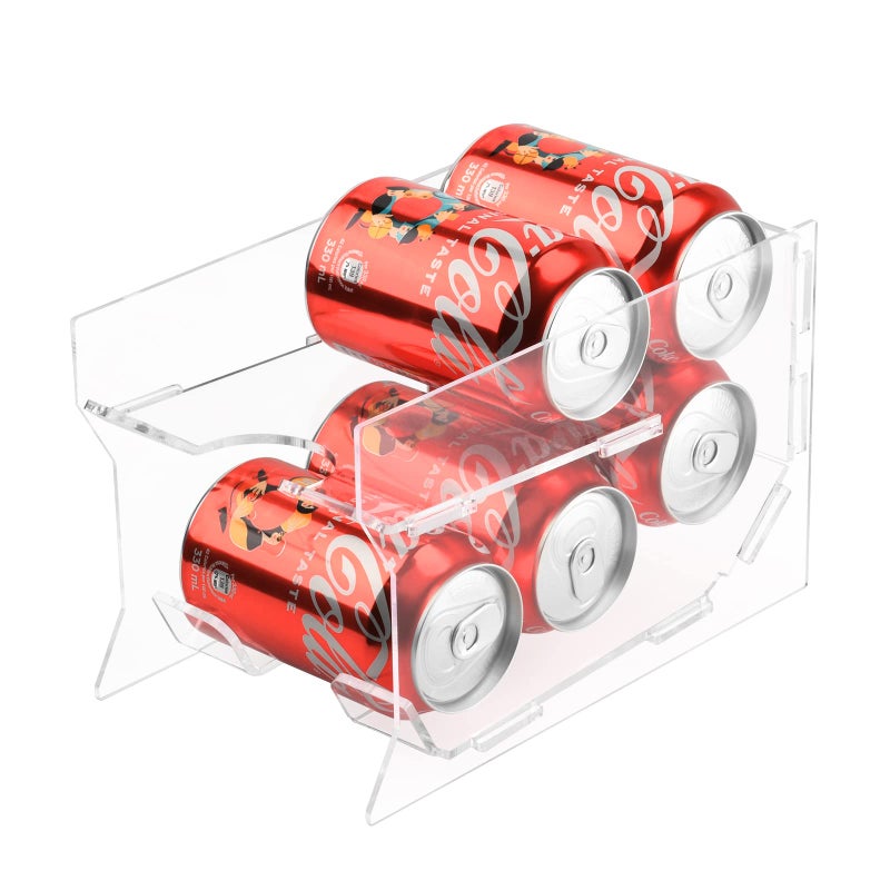 Homakover Soda Can Organizer for Mini Fridge 9 Acrylic Rolling Can Organizer Dispenser Auto Beverage Can Holder Rack Can Storage Organizer Can Drink Holder for Canned Food Beer 12oz Standard Cans