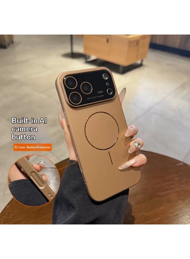 مونوج حافظة لـ iPhone 17 Pro Max مغناطيسية، متوافقة مع MagSafe، مزودة بحماية عدسة الكاميرا مدمجة، بلون تيتانيوم أصفر رملي - Image 4