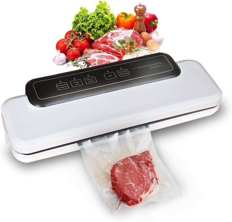 Dweezhet Vacuum Sealer Automatic Food Sealer Machine for Food Savers wDry Moist Food Modes LED Indicator Lights Starter KitIncludes 10 Precut Bags For Sous Vide and Food Storage - Image 1