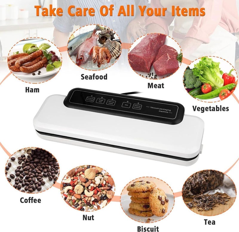 Dweezhet Vacuum Sealer Automatic Food Sealer Machine for Food Savers wDry Moist Food Modes LED Indicator Lights Starter KitIncludes 10 Precut Bags For Sous Vide and Food Storage - Image 2