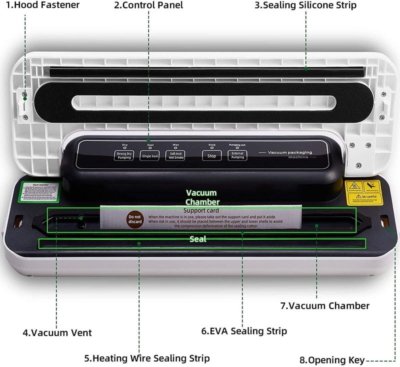 Dweezhet Vacuum Sealer Automatic Food Sealer Machine for Food Savers wDry Moist Food Modes LED Indicator Lights Starter KitIncludes 10 Precut Bags For Sous Vide and Food Storage - Image 4