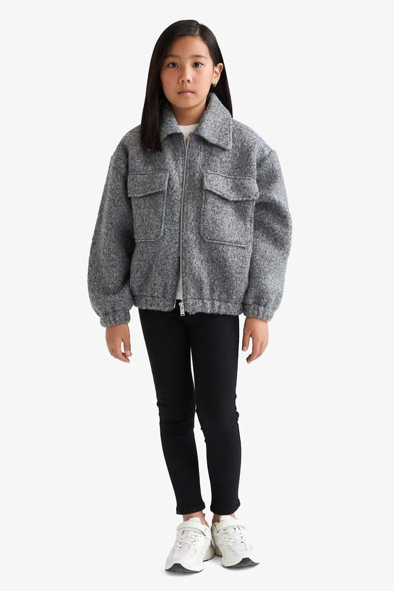 ديفاكتو Girl Polo Collar Zip-Up Puffer Jacket